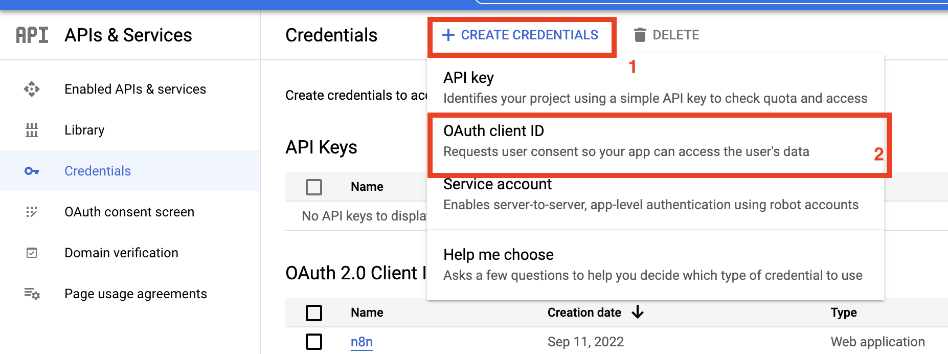 Create Oauth2 Credential Create Oauth2 Credential