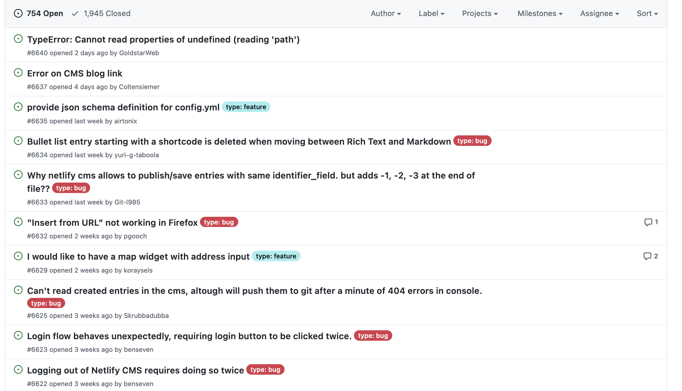 Open issues with barely any discussion or comments Open issues with barely any discussion or comments