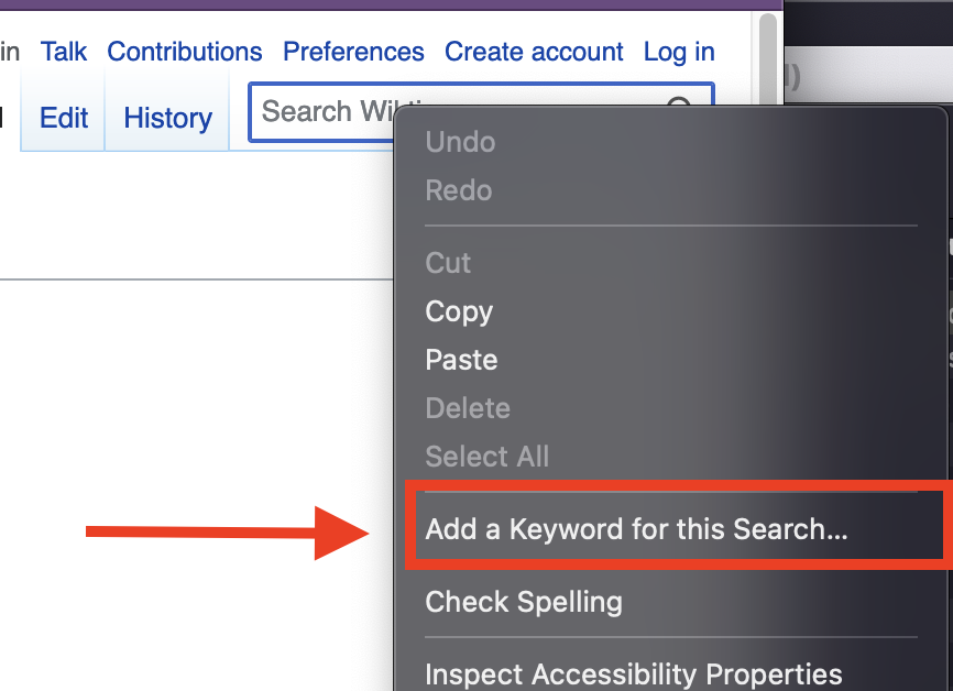 The context menu item The context menu item